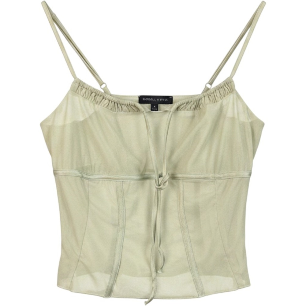Kendall & Kylie Mesh Corset Camisole Top Small Sage‎ Green